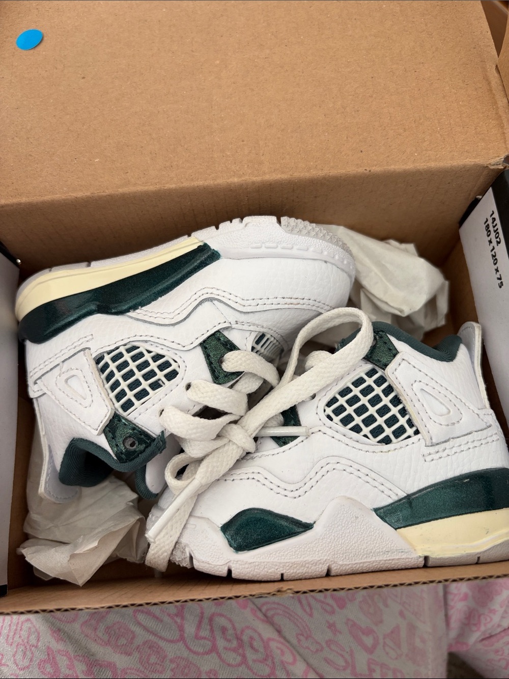 Jordan Kids White and Dark Green Sneakers